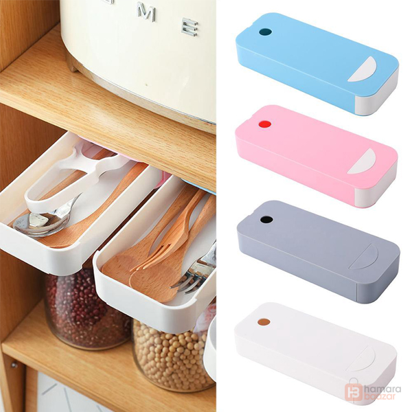 Punch Free Under The Table Drawer Invisiable Storage Box Self Stick Organizers n